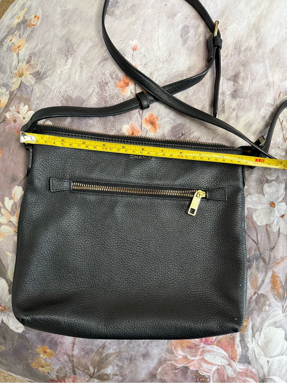 Champs Black Crossbody Bag with Gold Zipper
